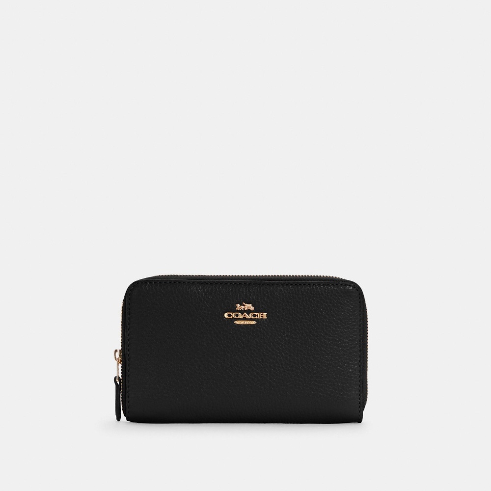 Coach Black Leather Medium Id Zip Wallet